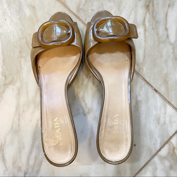 Prada Italy open toe sandal heels slip on shoes 41 - Picture 4 of 12